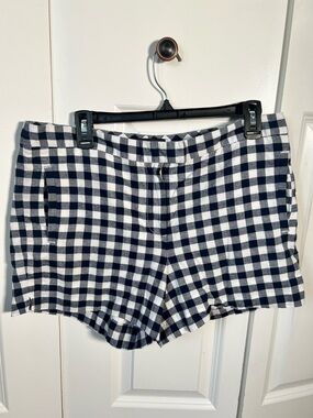 J. Crew Navy and White Gingham Shorts